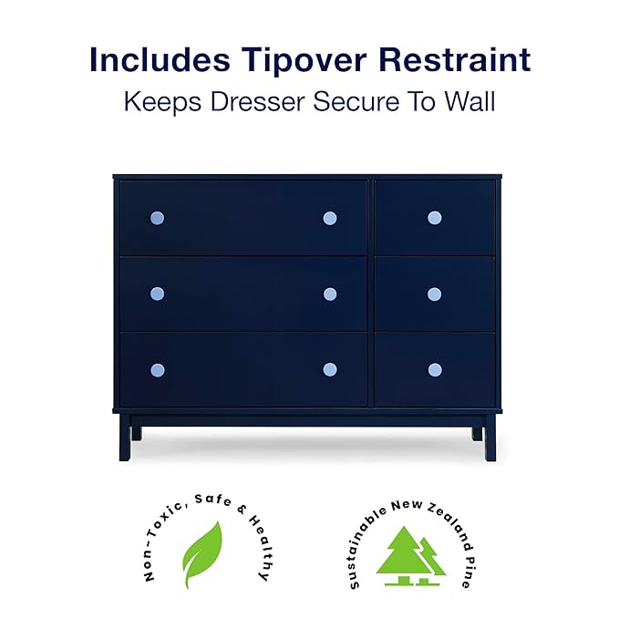 GAP babyGap Legacy 6 Drawer Dresser with Interlocking Drawers - Greenguard Gold Certified, Navy/Light Blue