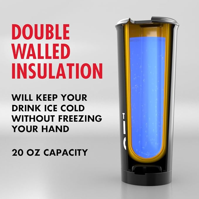 The LoudCup 20 oz Tumbler + Integrated Stadium Horn (Raven Black) - Reusable Water Bottle for Sports Fans - Worlds Loudest Cup for Noisy Fans on Game Day & Tailgating