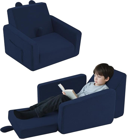 MeMoreCool Folding Toddler Chair, Cmofy Plush Fold Out Kids Couch Sofa, Convertible Kid Sofa Bed, Flip Out Baby Recliner for Toddlers 1-3 Girls Boys