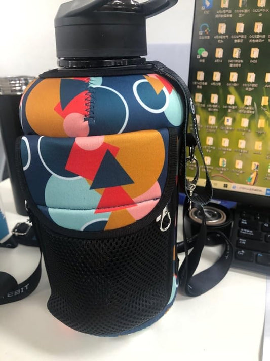 UTEBIT Water Bottle with Sleeve, 74 OZ Sport Water Jug with Strap, Half Gallon Water Bottles, BPA Free Large Gym Bottle Container for Men, Women