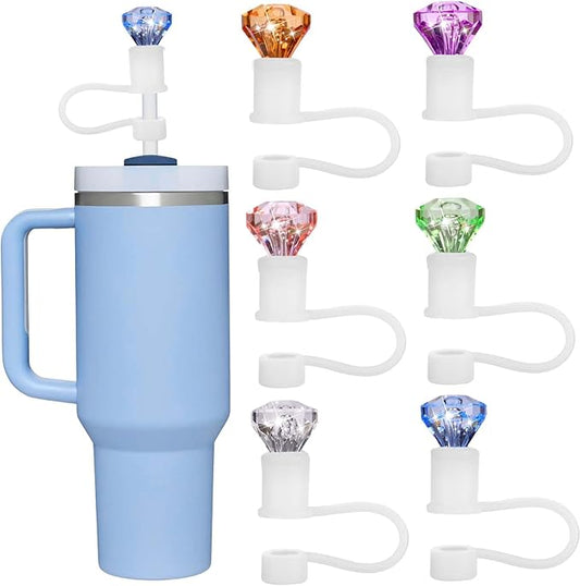 Mity rain 6pcs Diamond Straw Topper for Stanley Cup, Straw Cover for Stanley Cup 40/30 Oz Accessories, Reusable Straw Topper for Simple Modern Tumblers Colorful Straw Decor