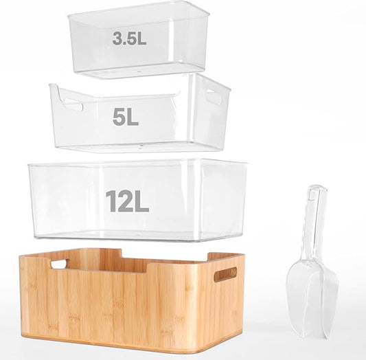 Ice Bucket Kit, 12L Capacity, wooden, Double-Layer Vacuum Insulated, Keeps Ice Cold for Long Time, Includes 5L, 3.5L PET Ice Buckets, Ice Scoop, Perfect for Parties and Gatherings