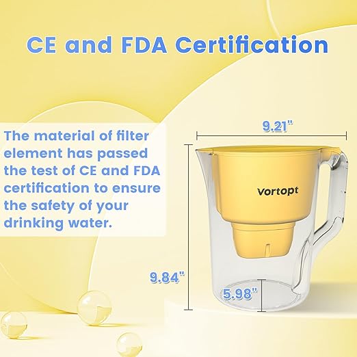 Water Filter Pitcher - 15-Cup Water Purifier Pitcher for Improved Tap Water Taste, Reduces Chlorine and Lead, 3 Months Lifetime, BPA Free,L1-Yellow(1 Filter Included)