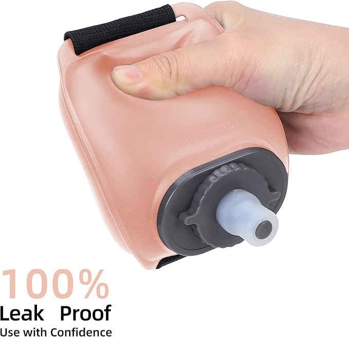 Portable Running Water Bottle Handheld, Adjustable Wrist Sports Water Bottles, Reusable Leak Proof 7 Oz Silicone Sports Water Jug for Travel Camping Rock Climbing Jogging Hiking Marathon Cycling