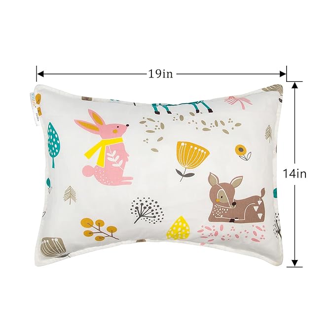 ALVABABY Toddler Pillowcases-Cotton Pillow Cover Fits 14x19 or 13 x 18 Kids Bedding Pillow 2 Pack Large Pillow Covers with Envelope for Babies Children Boys Girls Sleeping and Travel