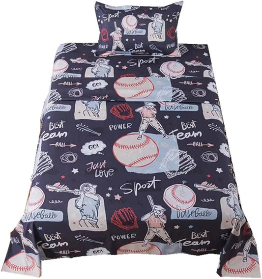 qjmiaofang Baseball Sheet Twin for Kids Sports Sheets Set 3Pieces Baseball Bed Sheet Set Sport Theme Bed Set Baseball Player Sheet Set Including 1 Flat Sheet 1 Fitted Sheet 1 Pillow Shams