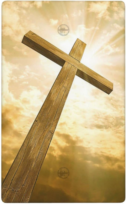 Christ Jesus Cross Sky Decorative Single Blank Switch Cover Wall Plate 1 Gang One for Electrical Outlets Kitchen Living Room Bedroom Bathroom Home Novelty Decorate