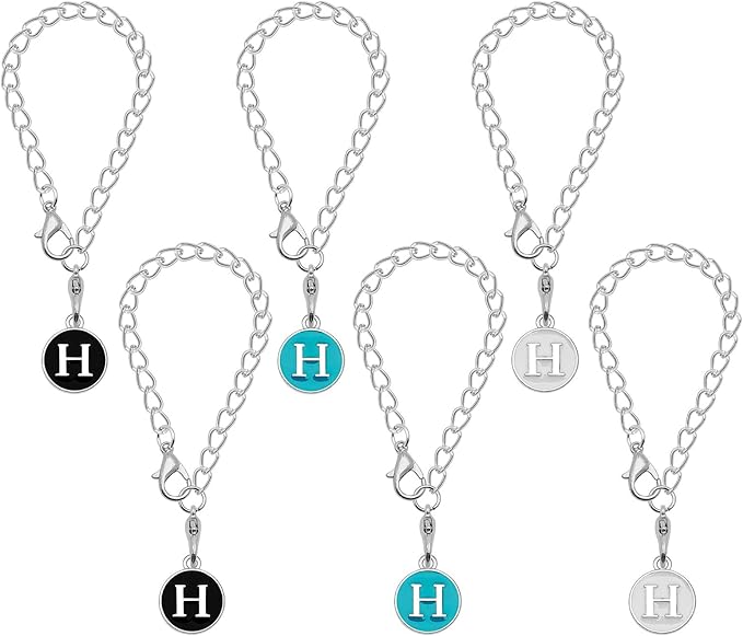 Letter Charm Accessories for Stanley Cup,6PCS Initial Name ID Personalized Handle Charm Personalized Handle Decor Set DIY Identification Handle Letter Charms for Stanley Tumble (H/White/Black/Blue)