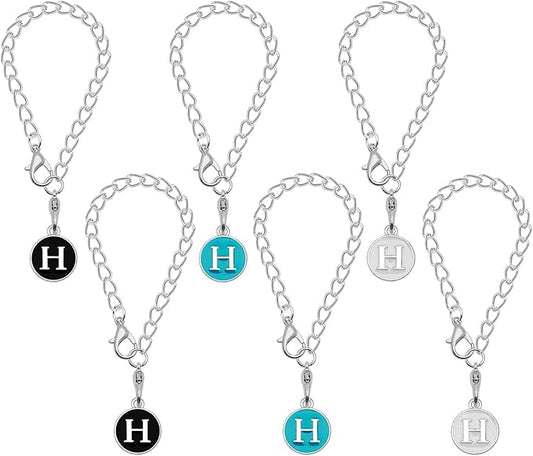 Letter Charm Accessories for Stanley Cup,6PCS Initial Name ID Personalized Handle Charm Personalized Handle Decor Set DIY Identification Handle Letter Charms for Stanley Tumble (H/White/Black/Blue)