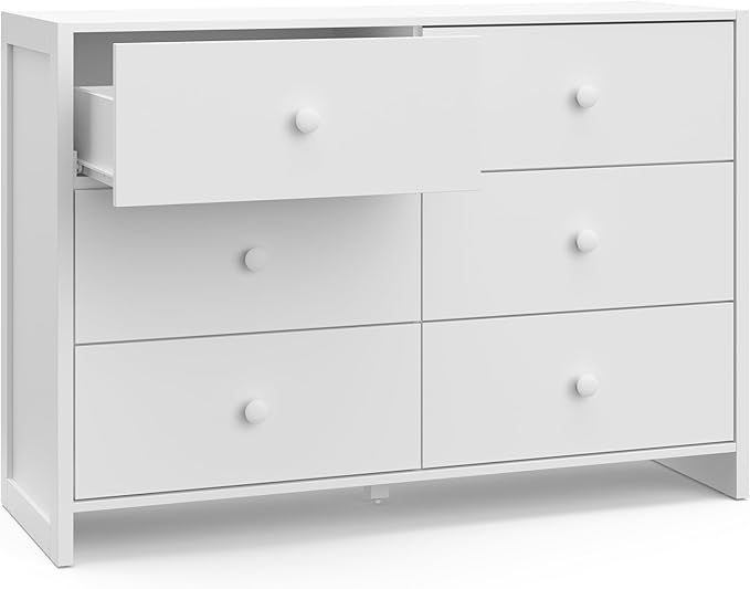 Storkcraft Calabasas 6 Drawer Dresser (White) - GREENGUARD Gold Certified, 6 Drawer Dresser with Interlocking Drawer System, Dresser Drawer Organizer for Kids' Bedroom