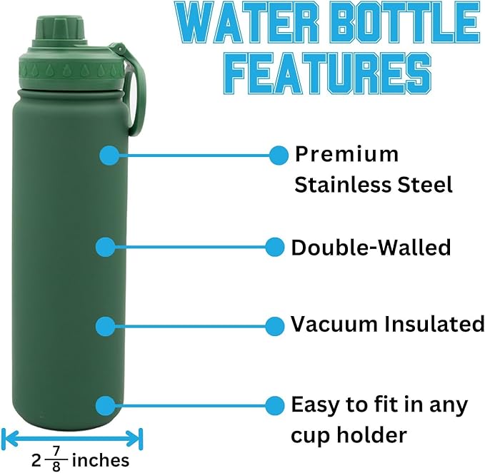Michigan State Spartans Water Bottle - Green Double Walled Stainless Steel 24 oz Keeps Drinks Cold or Hot