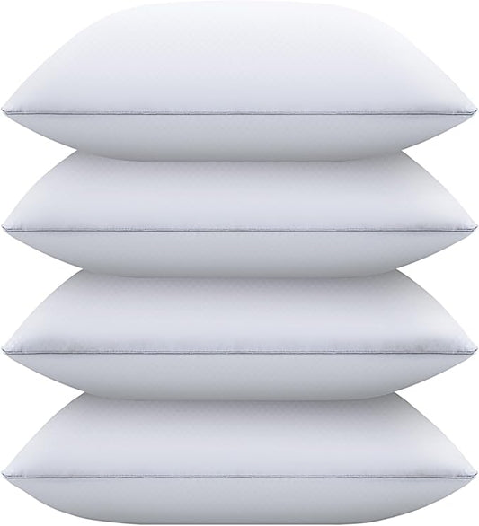 Bed Pillows for Sleeping Standard Size Set of 4,Down Alternative Filling,Pillows for Back, Stomach or Side Sleepers