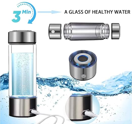 Hydropures Generator Hydrogen Water, Portable Hydrogen Water Ionizer Machine, 3Min Quick, Rechargeable, Hydrogen Rich Water Bottle Health,Suitable for Office, Travel,Exercise