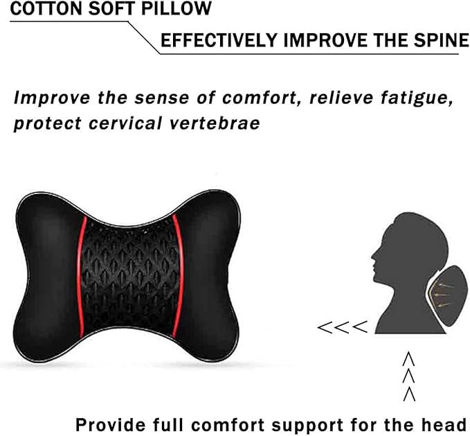 Car Headrest Cushions, 2 Pcs PU Leather Car Headrest Pillow Neck Rest Cushion Pillow Wearable Soft Car Neck Support Car Seat Neck Pillow