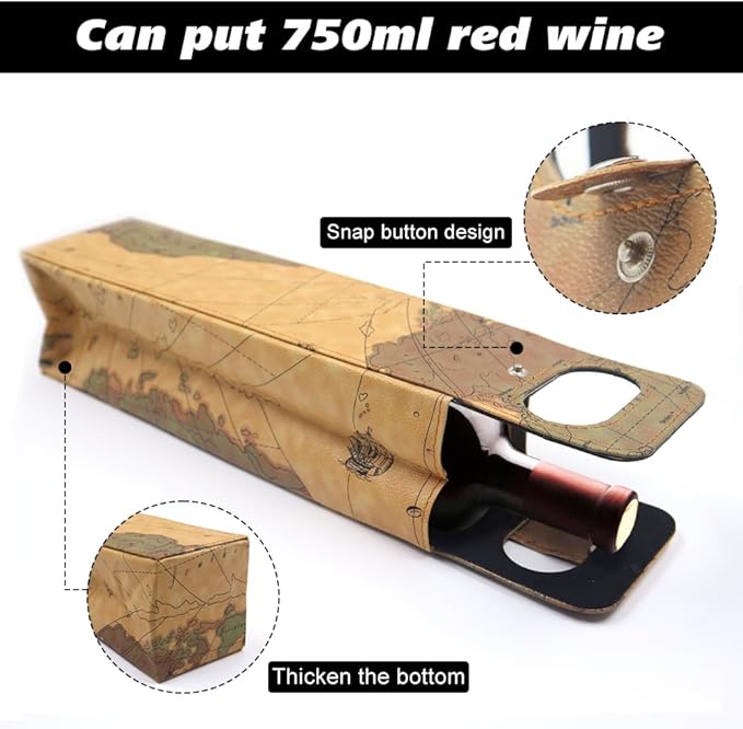 Single Bottle Wine Tote, Reusable Leather Wine Bag Tote, Single Bottle Wine Tote Bag, Crocodile Grain Wine Gift Bag for Picnic, Travel, Party, Birthday, Wedding, Restaurant (Yellow)