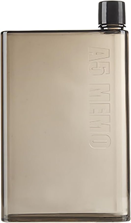 IUI Flat Water Bottle 14 oz, Leak Proof and Slim Reusable Flat Water Bottle, Portable Cute Water Bottle for Purse Pocket School Sports Travel Brown