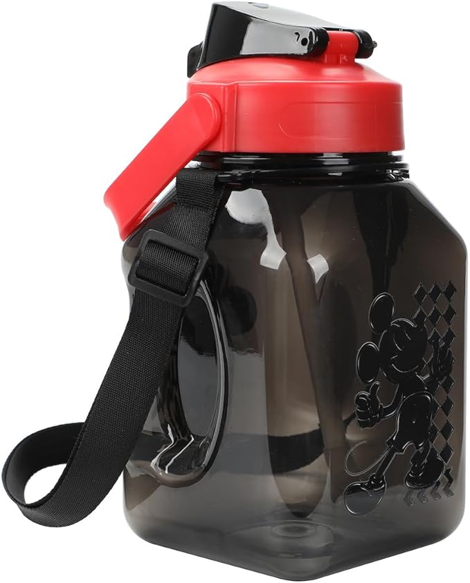 Bioworld Disney Mickey Mouse Ears 50 Oz Black Water Bottle With Carrying Strap