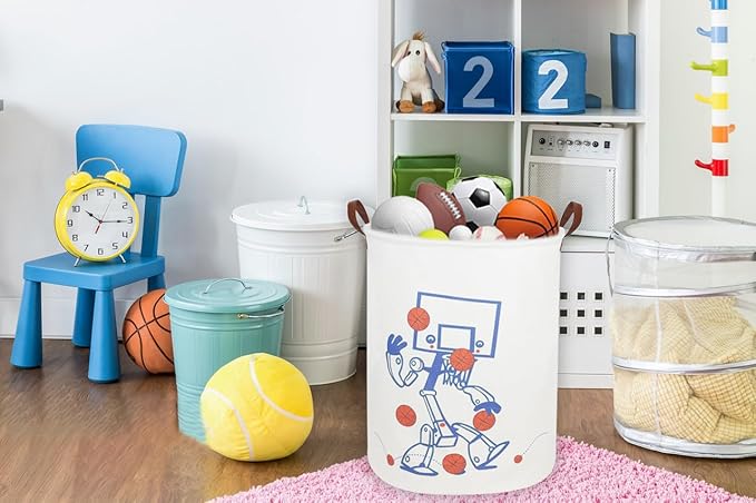 Kids Laundry Hamper, Boys Laundry Basket Collapsible Cute Storage Baskets for Home Decor,Office,Toy Organizer,(Robot)