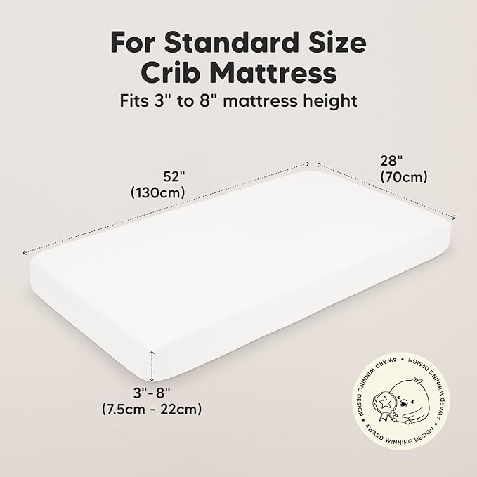 2-Pack Crib Sheets for Boys,Girls - Viscose Derived from Bamboo Fitted Crib Sheet, Organic Baby Crib Sheets, Crib Mattress Sheet,Toddler Bed Sheets,Baby Sheets for Crib Fitted Sheets(Soft White)