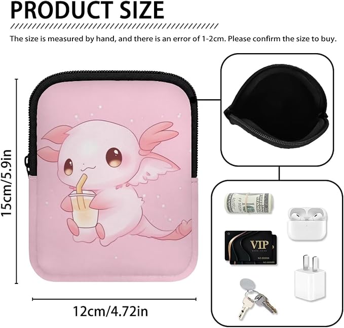 Cute Axolotl Stanley Cup Pouch with Adjustable Strap Water Bottle Storage Bag for 40oz IceFlow Tumbler Pouch for Stanley Accessories Pink