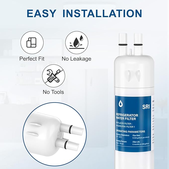 W1029537A Refrigerator Water Filter Replacement Compatible with EDR1RXD1, Filter 1, W10295370, P4RFWB, P8RFWB2L, 46-9930, 46-9081 (3 Packs)