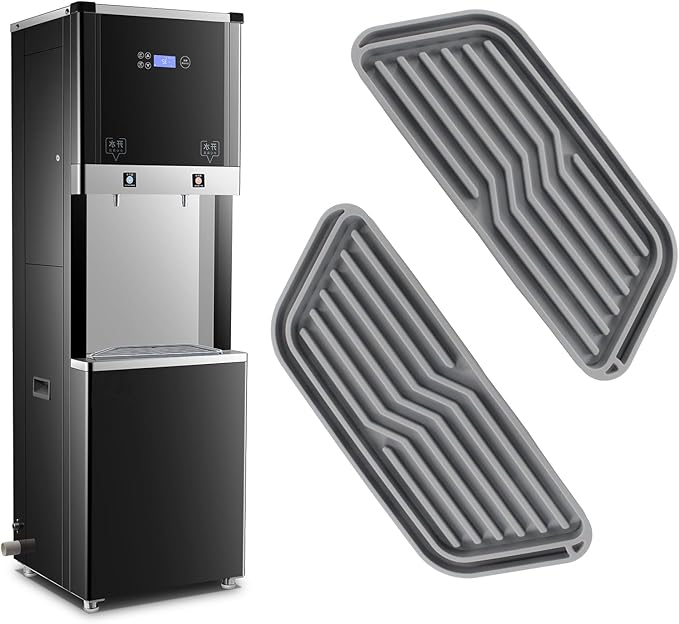 Waziaqoc 2 Pcs Refrigerator Drip Tray, Drip Catcher for Water Tray, Non-slip Silicone Dispenser Drip Collector for Drainage(Grey)