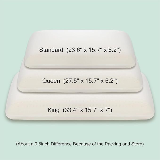 Talalay 100% Natural Premium Latex Pillow, Queen Bed Pillow with Removable Cotton Cover, Helps Relieve Pressure, Sleeping Pillow Suitable for Back and Side Sleepers and as Travel Pillow, Best Gift