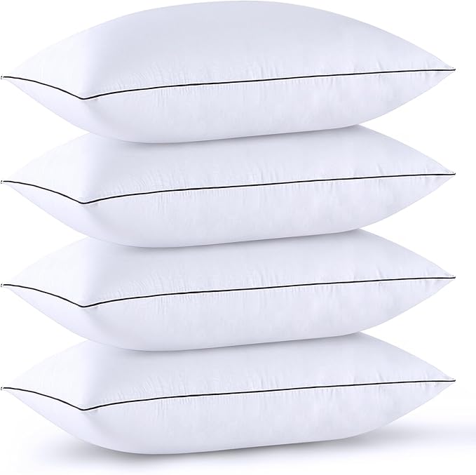 HUXMEYSON King Size Pillows Set of 4, Cooling and Down Alternative Bed Pillows Set of 4, Supportive Luxury Hotel Pillows for Sleeping，King Pillows Set of 4 for Side and Back Sleepers