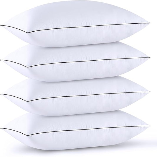 HUXMEYSON King Size Pillows Set of 4, Cooling and Down Alternative Bed Pillows Set of 4, Supportive Luxury Hotel Pillows for Sleeping，King Pillows Set of 4 for Side and Back Sleepers