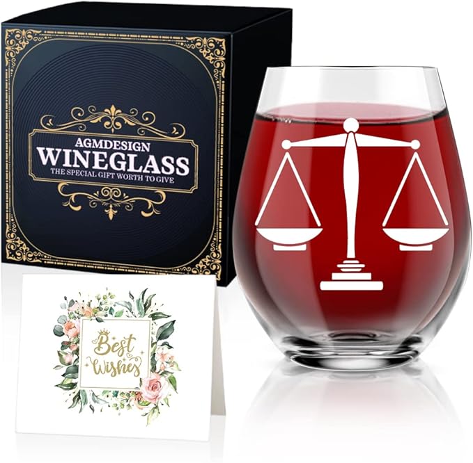 AGMDESIGN Stemless Wine Glass, 17 oz, Glass, Funny, Modern, Durable, Reusable, Hand Wash Only, Stemles, Letter Print, Wedding, Personal Use