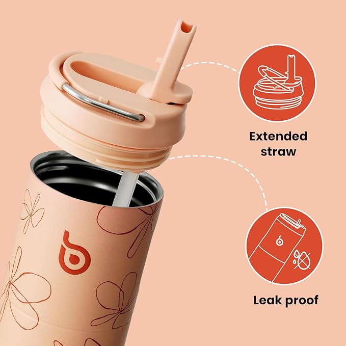 BOTTLE BOTTLE Insulated Water Bottle 24oz with Straw Lid and Handle for Sports Travel Gym Stainless Steel Water Bottles Double-Wall Vacuum Metal Thermos Bottles Leak Proof BPA-Free