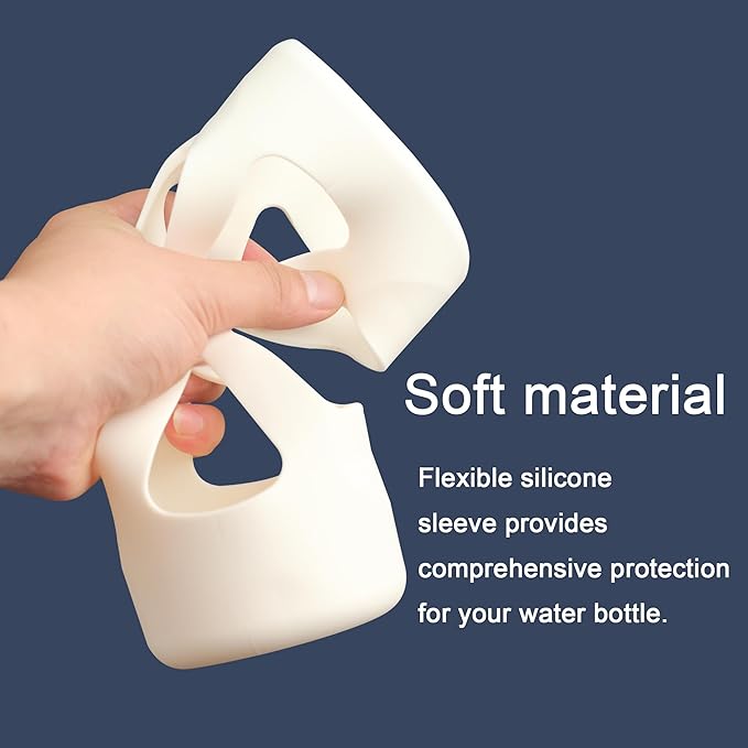 Bigwaves Bottle Sleeve for owala，with Handle,Full Wrap Protection Anti-Sliding Bottom Protective Sleeve,Anti-Scratch,Fall-Arrest,Compatibility with 24oz owala Accessory（White）
