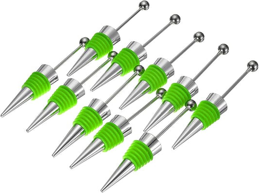 uxcell 10 Pcs Bead Wine Bottle Corks, Wine Stopper Cork, Wine Stopper, Reusable Wine Bottle Corks Sealing Plug Bottle for Beverage Holiday Party Bar,Silver/Green
