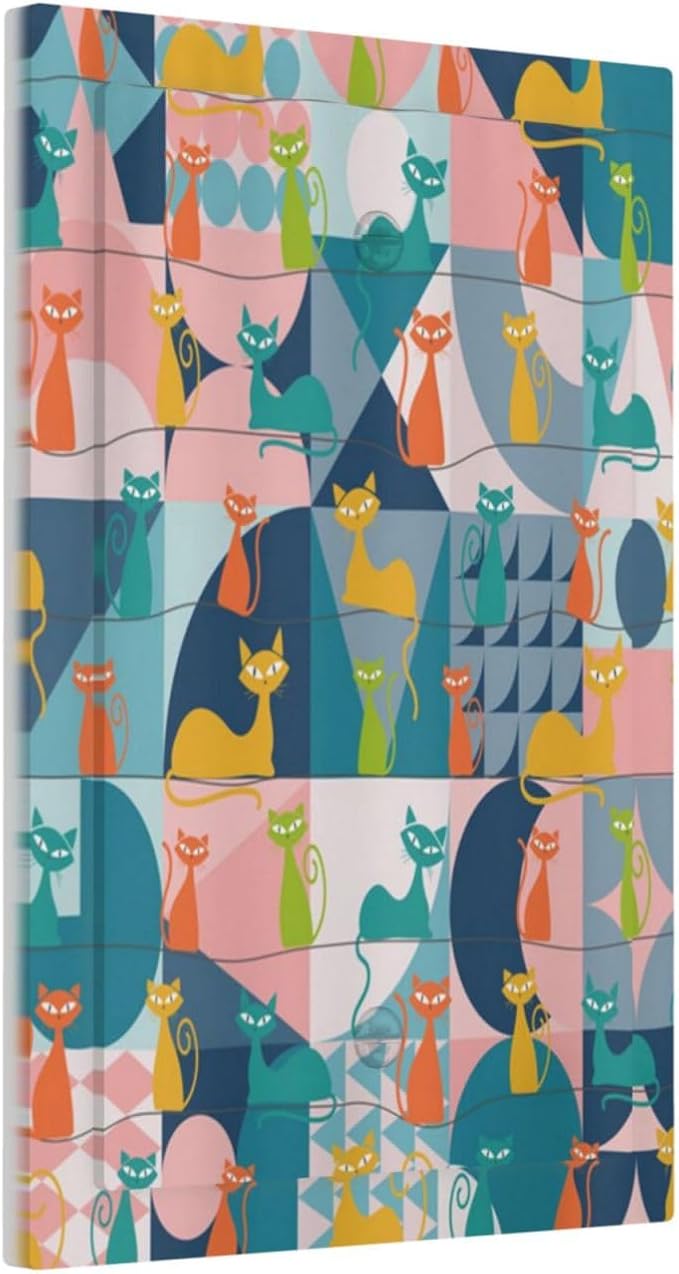 Mid Century Modern Atomic Cute Cats 1 Gang Light Switch Covers No Device Wall Plate Decorative Blank Switchplate Electrical Faceplate for Kidroom Nursery Bedroom Boyroom Decor