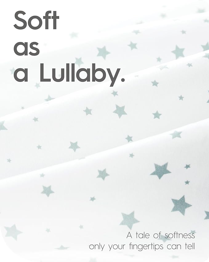 Crib Fitted Sheet Star, Super Stretchy Jersey Crib Sheets, Buttery Soft Boy Crib Mattress Sheets, Ultra Breathable Baby Bed Sheets 28x52x9 Extra Deep Pocket, 2 Pack