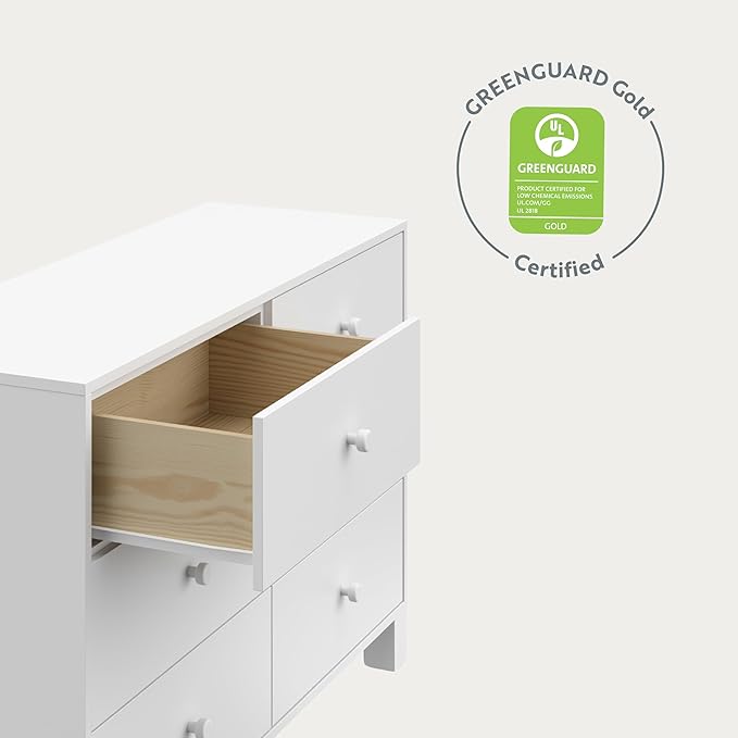 Storkcraft California 6-Drawer Double Dresser (White) - GREENGUARD Gold Certified, Interlocking Drawer System, Dresser Drawer Organizer for Kids Bedroom