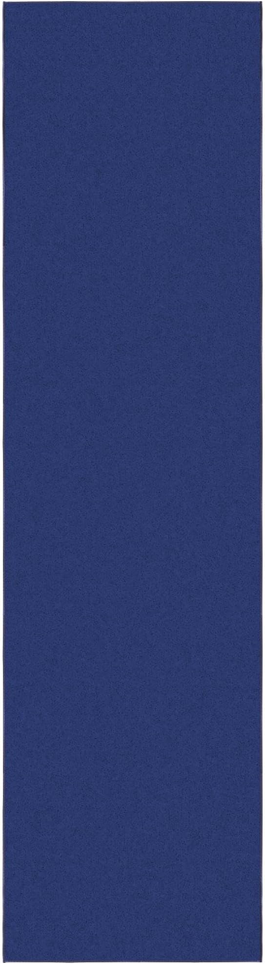 Machine Washable Modern Solid Design Non-Slip Rubberback 3x10 Traditional Runner Rug for Hallway, Kitchen, Bedroom, Living Room, 2'7" x 9'10", Navy
