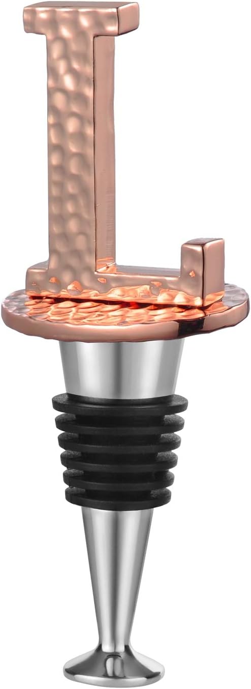 Miicol Wine Bottle Stopper, Prosecco Stopper, Rose Gold Wine Stopper, Personalised Champagne Stopper, Initial Wine Stopper, Funny Prosecco Gift, Wine Lovers Gift, Letter L