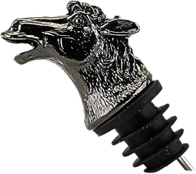 Cooking Oil, Wine & Liquor Pourer | Black Color Stainless Steel | Bottle Stopper Aerator for Whiskey and Gin | Decanter and Bar Tools Accessories and Gift Set Ideas for Her and Him (HORSE)