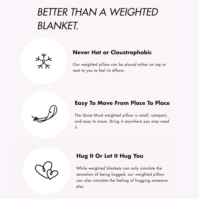 Quiet Mind The Original Weighted Pillow for Adults & Kids - (Small, Blueberry, 6 lbs) - Weighted Body Pillow - Alternative to Weighted Blanket - Enhanced Deep Sleep and Stress Relief - Hug Pillow