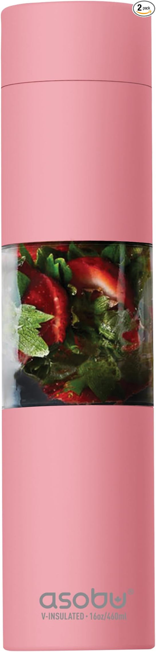 asobu Flavor U See a Stainless Steel Fruit Infuser Slim and Classy Water Bottle 16 ounce Bpa Free - (Pink)