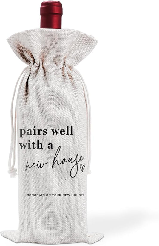 Housewarming Gift Wine Bag, New Home Wine Gift Bag for New Home Owner Gift, Realtor Gift to Clients, Housewarming Party Decorations, Party Supplies and Favors-21