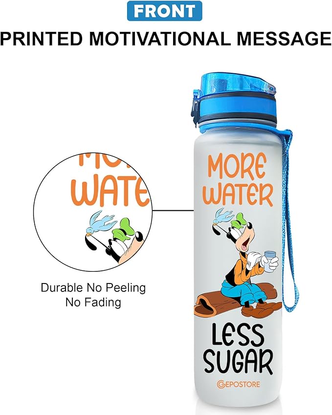 Dog Cartoon 32 Oz Water Tracker Bottle, Insulated Water Bottle with Cute Dog Character