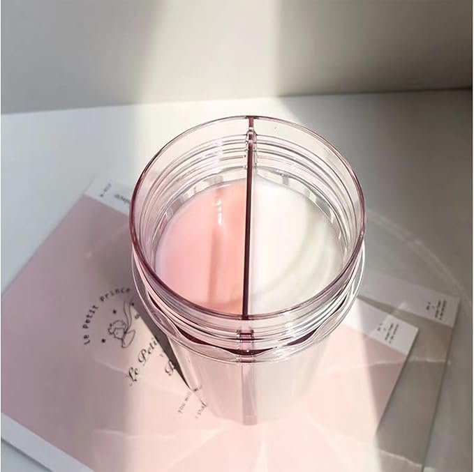 Creative Water Cup,One Cup of Two Different Drinks Two Straws Couple 850ml Outdoor Drinking Cup for Camping Hiking Backpacking Travel Office