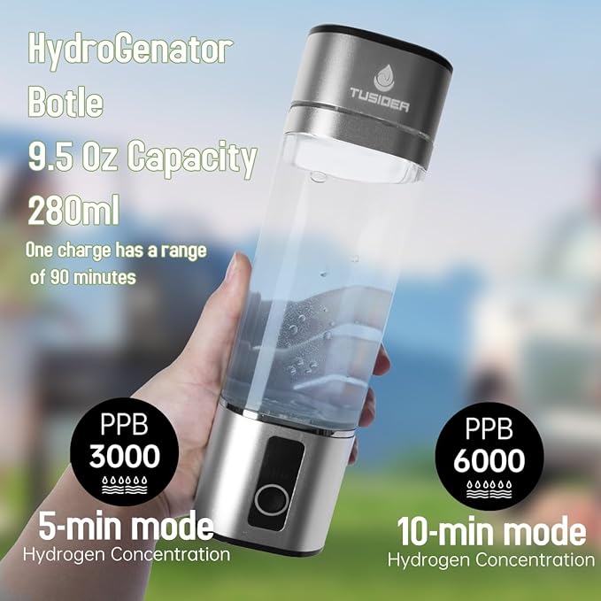 Hydrogen Water Bottle-2024 Advanced 6000ppb Hydrogen Ionized Alkaline Water Generator，Chlorine-Free，SPE/pem Technology，Dupont Membrane，Enhances Metabolism & Immunity. Perfect Health Gift