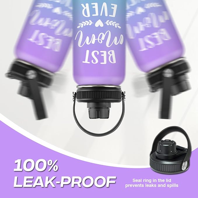 SANDJEST Best Mom Ever Water Bottle 32oz Stainless Steel Insulated Water Bottles - Gifts for Moms from Son Daughter - Mothers Gifts for Birthday Christmas