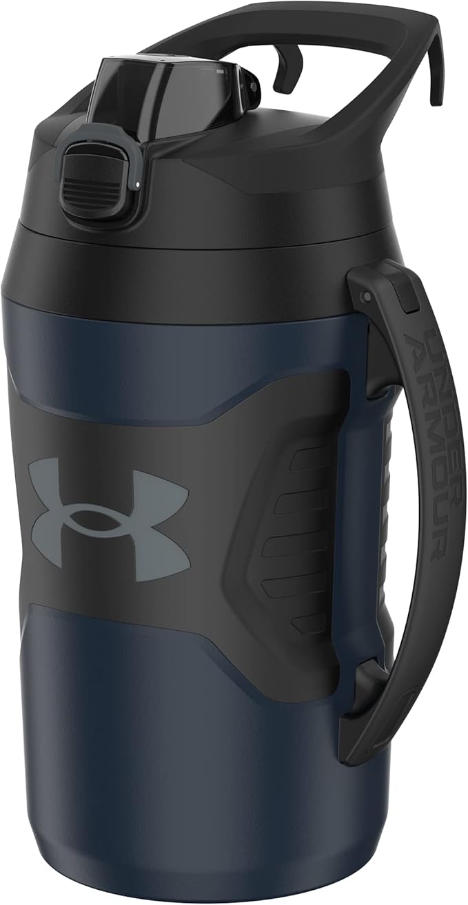 Under Armour Sports Water Jug, 64oz Insulated Water Bottle w/Handle, Half Gallon, Fence Hook, Leak Resistant, Baseball, Football & More