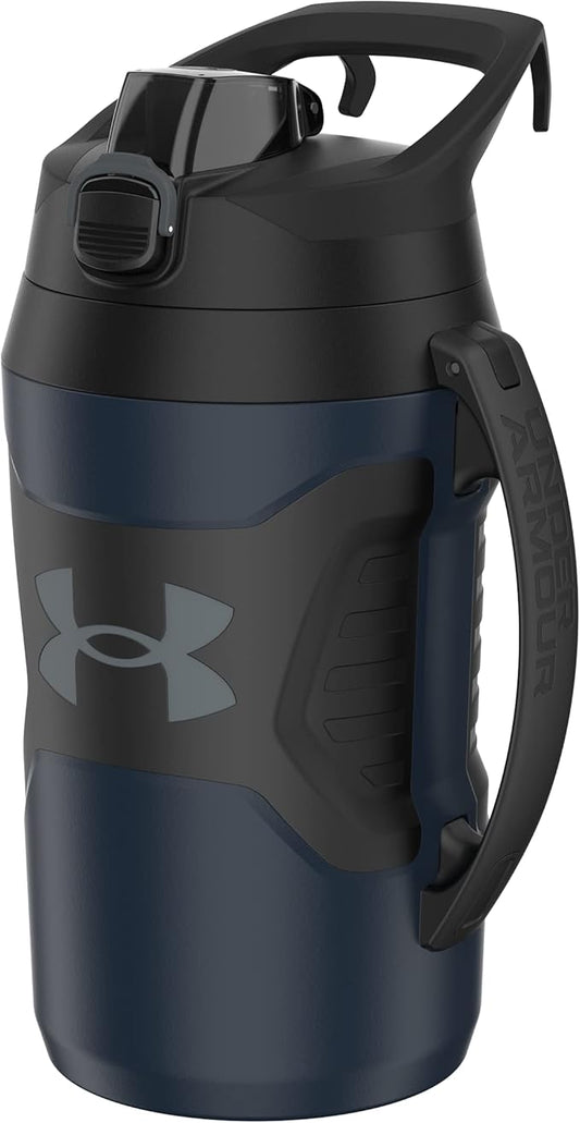 Under Armour Sports Water Jug, 64oz Insulated Water Bottle w/Handle, Half Gallon, Fence Hook, Leak Resistant, Baseball, Football & More