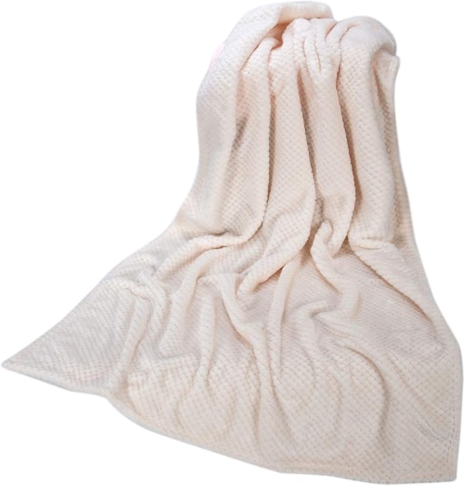 Fuzzy Throw Blanket, Plush Fleece Blankets for Adults, Toddler, Boys and Girls, Warm Soft Blankets and Throws for Bed, Couch, Sofa, Travel and Outdoor, Camping (40Wx60L, M-Cream)