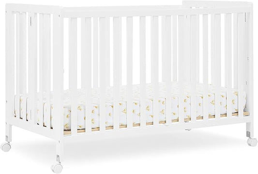 Delta Children Simmons Kids Aria Full Size Portable Folding Crib - Greenguard Gold Certified, Bianca White